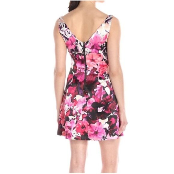 Adrianna Papell Mini Dress 12 NWT Mikado Cocktail Pink Floral Party Vacation - Picture 16 of 16
